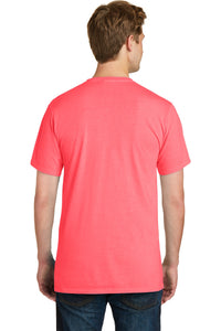 Port & Co Beach Wash Garment-Dyed Pocket Tee - Neon Coral Back