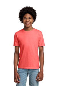 Port & Co Youth Beach Wash Garment-Dyed Tee - Neon Coral