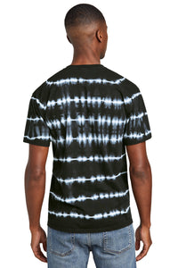 Port & Co Allover Stripe Tie-Dye Tee PC142 - Black/ White Back