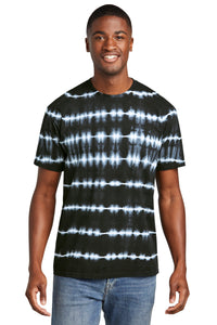 Port & Co Allover Stripe Tie-Dye Tee PC142 - Black/ White