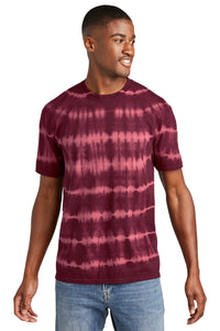 Port & Co Allover Stripe Tie-Dye Tee PC142 - Merlot/ Burgundy