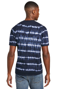Port & Co Allover Stripe Tie-Dye Tee PC142 - True Navy/ White Back