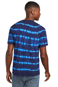 Port & Co Allover Stripe Tie-Dye Tee PC142 - Turquoise/ Team Navy Back