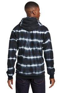 Port & Co Allover Stripe Tie-Dye Fleece PC143 - Black/ White Back