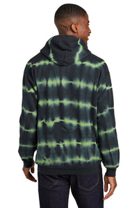 Port & Co Allover Stripe Tie-Dye Fleece PC143 - Green Tea/ Black Back