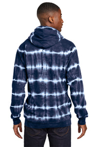 Port & Co Allover Stripe Tie-Dye Fleece PC143 - True Navy/ White Back