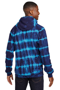 Port & Co Allover Stripe Tie-Dye Fleece PC143 - Turquoise/ Team Navy Back