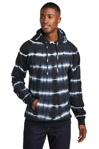 Port & Co Allover Stripe Tie-Dye Fleece PC143 - Black/ White