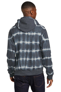 Port & Co Allover Stripe Tie-Dye Fleece PC143 - Graphite/ Light Grey Back