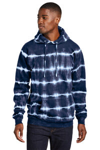 Port & Co Allover Stripe Tie-Dye Fleece PC143 - True Navy/ White