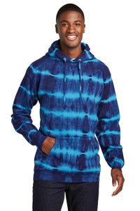 Port & Co Allover Stripe Tie-Dye Fleece PC143 - Turquoise/ Team Navy
