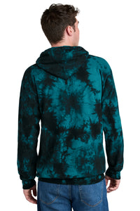 Port & Co Crystal Tie-Dye Pullover Hoodie PC144 - Black/ Teal Back