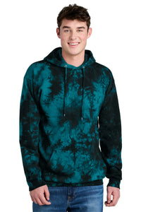Port & Co Crystal Tie-Dye Pullover Hoodie PC144 - Black/ Teal