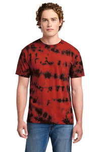 Port & Co Crystal Tie-Dye Tee PC145 - Black/ Red
