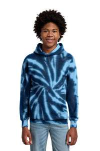 Port & Co Youth Tie-Dye Pullover Hooded Sweatshirt - Navy