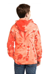 Port & Co Youth Tie-Dye Pullover Hooded Sweatshirt - Orange Back