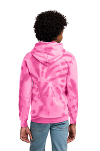 Port & Co Youth Tie-Dye Pullover Hooded Sweatshirt - Pink Back