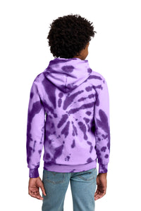 Port & Co Youth Tie-Dye Pullover Hooded Sweatshirt - Purple Back