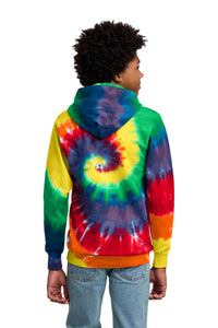 Port & Co Youth Tie-Dye Pullover Hooded Sweatshirt - Rainbow Back