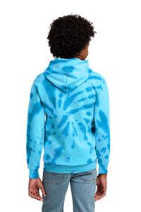 Port & Co Youth Tie-Dye Pullover Hooded Sweatshirt - Turquoise Back