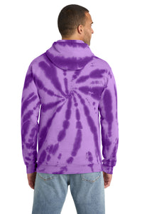 Port & Co Tie-Dye Pullover Hooded Sweatshirt - Purple Back