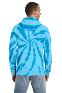 Port & Co Tie-Dye Pullover Hooded Sweatshirt - Turquoise Back