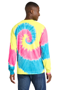 Port & Co Tie-Dye Long Sleeve Tee - Neon Rainbow Back