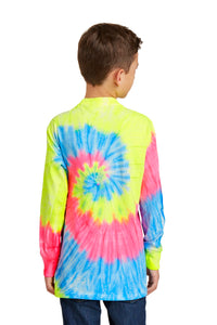 DISCONTINUED Port & Company Youth Tie-Dye Long Sleeve Tee - Neon Rainbow Back