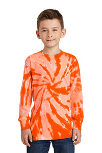 DISCONTINUED Port & Company Youth Tie-Dye Long Sleeve Tee - Orange