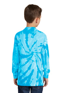 DISCONTINUED Port & Company Youth Tie-Dye Long Sleeve Tee - Turquoise Back