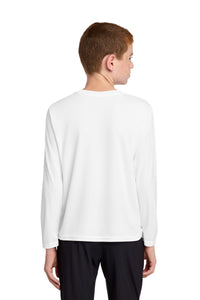 Port & Co Youth Long Sleeve Performance Tee PC380YLS - White Back
