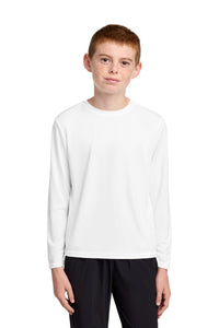 Port & Co Youth Long Sleeve Performance Tee PC380YLS - White