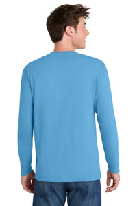 Port & Co Long Sleeve Performance Blend Tee - Aquatic Blue Back