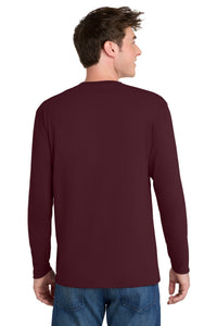 Port & Co Long Sleeve Performance Blend Tee - Athletic Maroon Back