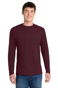 Port & Co Long Sleeve Performance Blend Tee - Athletic Maroon