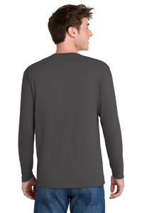 Port & Co Long Sleeve Performance Blend Tee - Charcoal Back