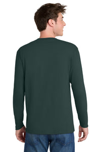 Port & Co Long Sleeve Performance Blend Tee - Dark Green Back