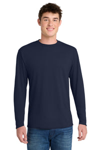 Port & Co Long Sleeve Performance Blend Tee - Deep Navy
