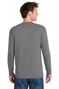 Port & Co Long Sleeve Performance Blend Tee - Medium Grey Back