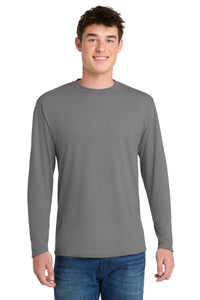 Port & Co Long Sleeve Performance Blend Tee - Medium Grey