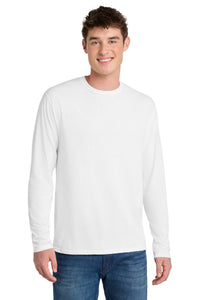 Port & Co Long Sleeve Performance Blend Tee - White