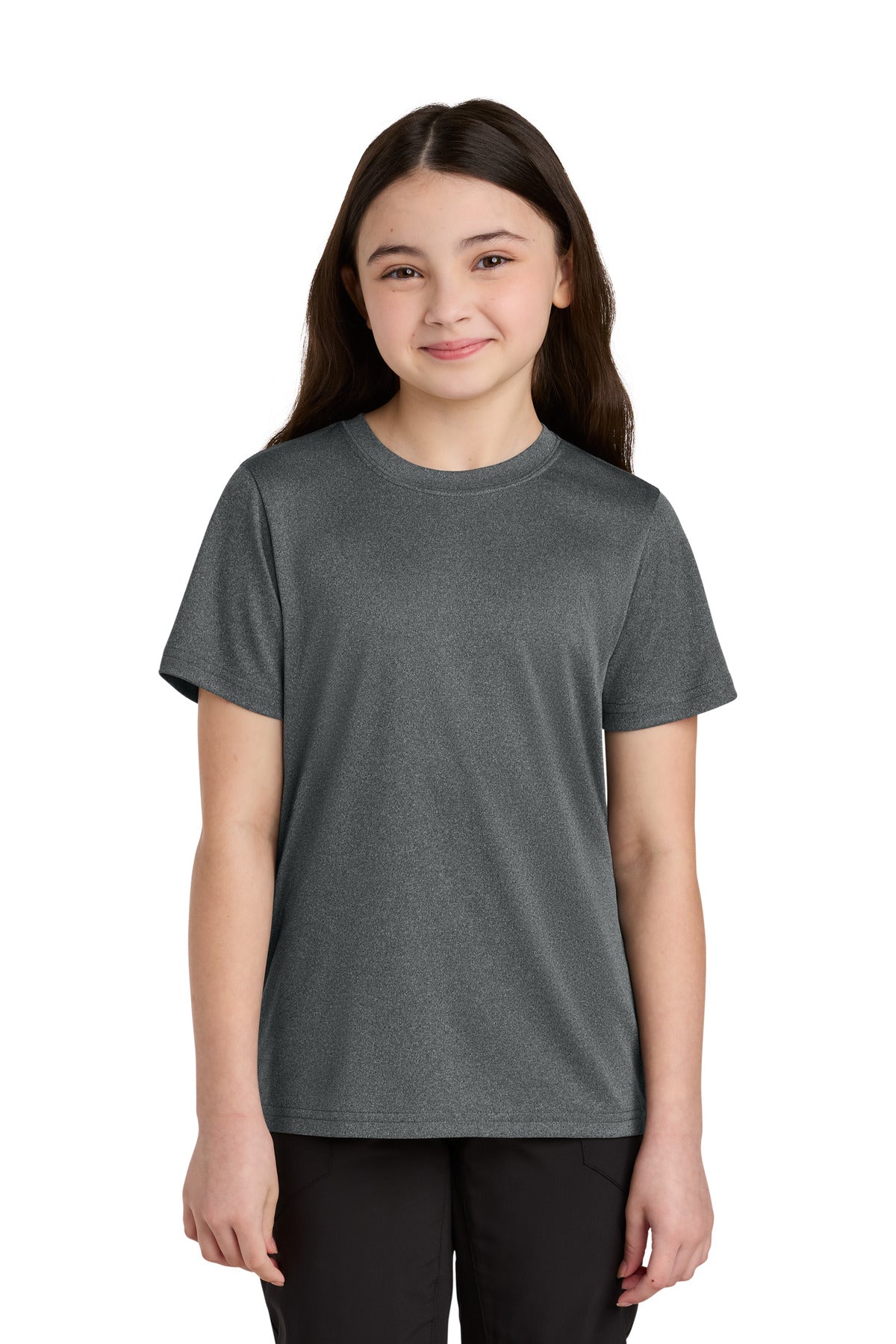 Port & Co Youth Heather Performance Tee PC390Y - Metal Grey Heather