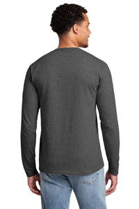 Port & Co Long Sleeve Fan Favorite Tee - Dark Heather Grey Back