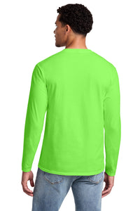 Port & Co Long Sleeve Fan Favorite Tee - Flash Green Back