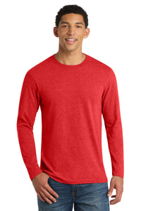 Port & Co Long Sleeve Fan Favorite  Blend Tee - Bright Red Heather