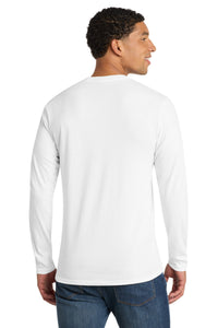 Port & Co Long Sleeve Fan Favorite  Blend Tee - White Back