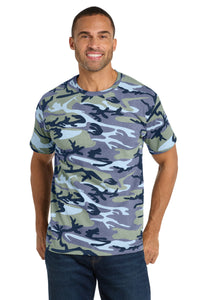 Port & Co Core Cotton Camo Tee - Woodland Blue Camo