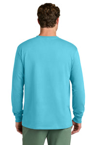 Port & Co Long Sleeve Core Cotton Tee - Aquatic Blue Back