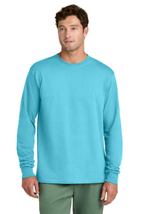 Port & Co Long Sleeve Core Cotton Tee - Aquatic Blue