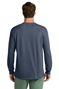Port & Co Long Sleeve Core Cotton Tee - Heather Navy Back